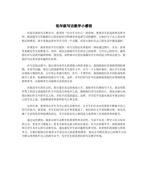 低年级写话教学小感悟