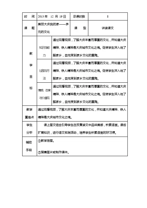美丽大庆我的家——多元的文化