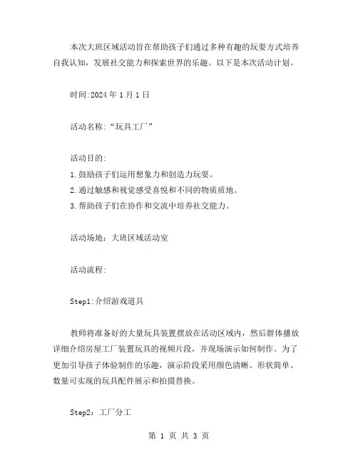 大班区域活动的计划范文