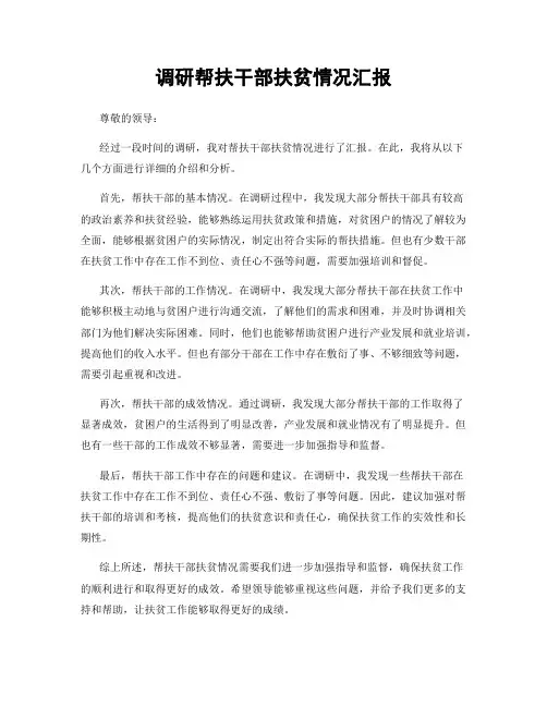 调研帮扶干部扶贫情况汇报