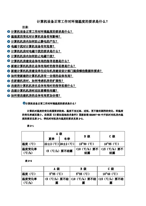 计算机设备正常工作对环境温度的要求是什么？