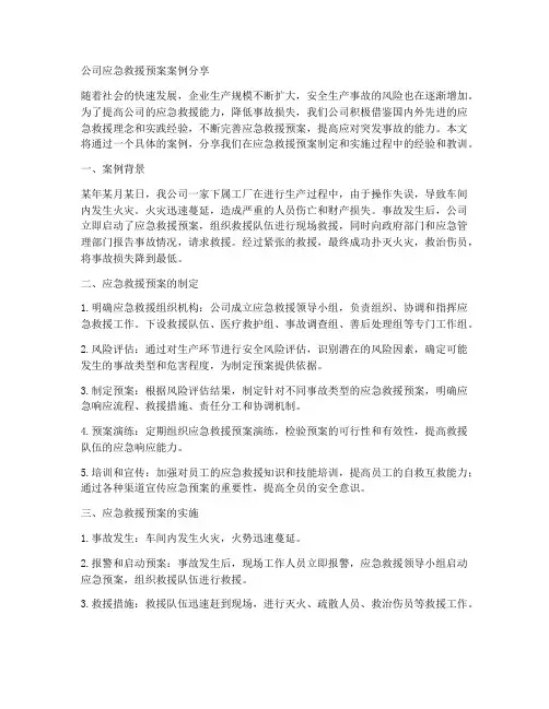 公司应急救援预案案例分享