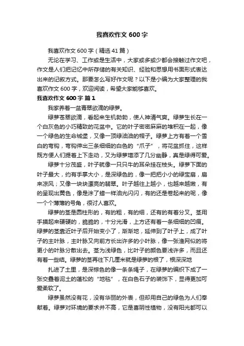我喜欢作文600字（精选41篇）