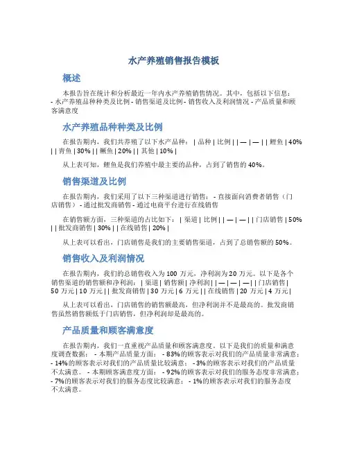 水产养殖销售报告模板