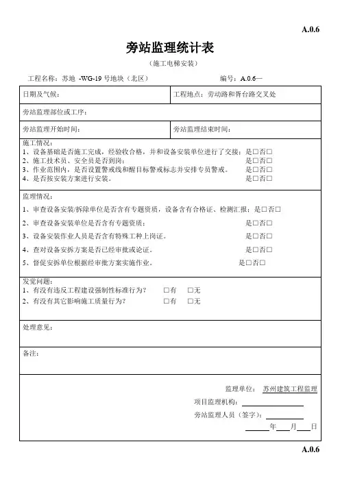 施工电梯安装旁站记录