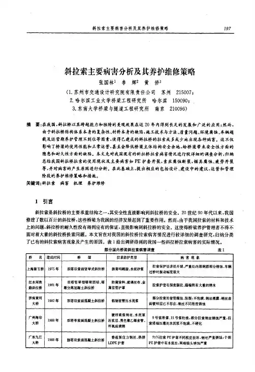 斜拉索主要病害分析及其养护维修策略
