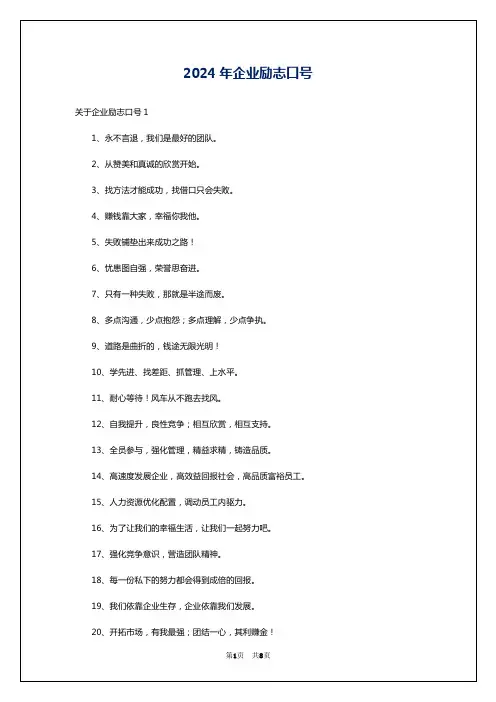 2024年企业励志口号