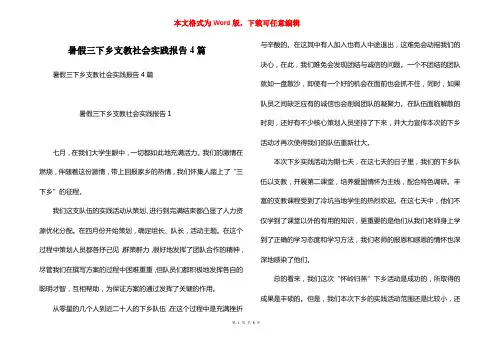 暑假三下乡支教社会实践报告4篇