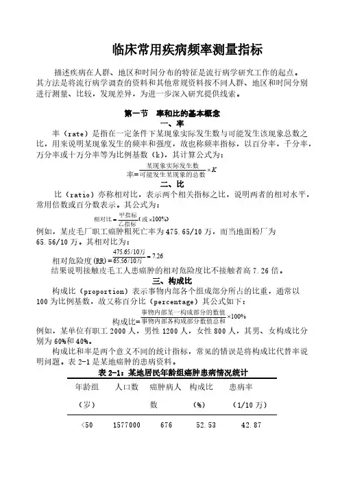 临床常用疾病频次测量指标