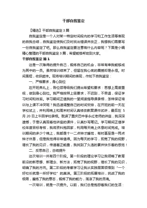 【精选】干部自我鉴定3篇