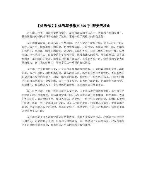 【优秀作文】优秀写景作文500字 醉美天柱山