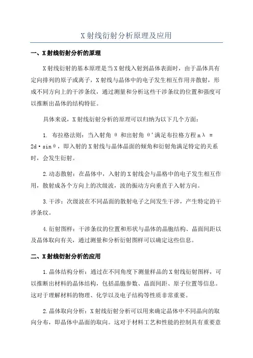 X射线衍射分析原理及应用