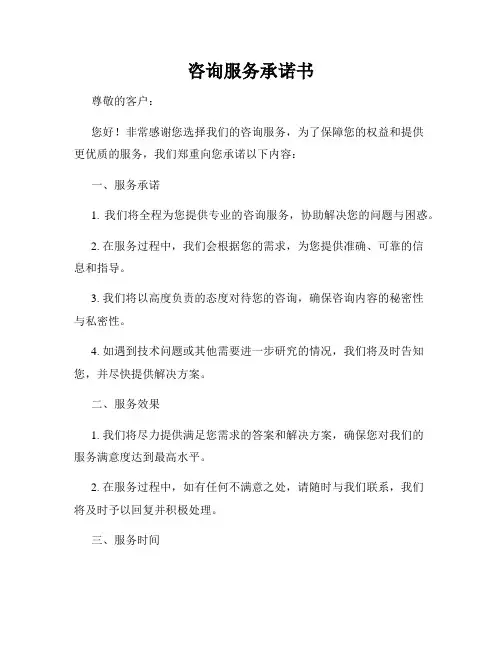 咨询服务承诺书