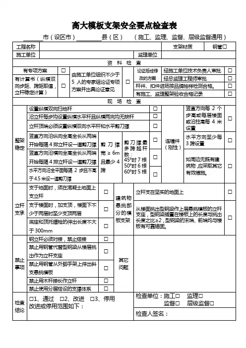 高大模板支架安全要点检查