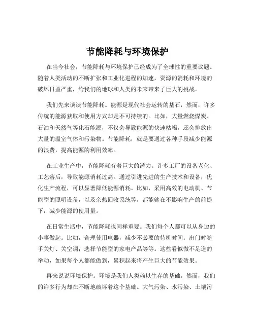 节能降耗与环境保护