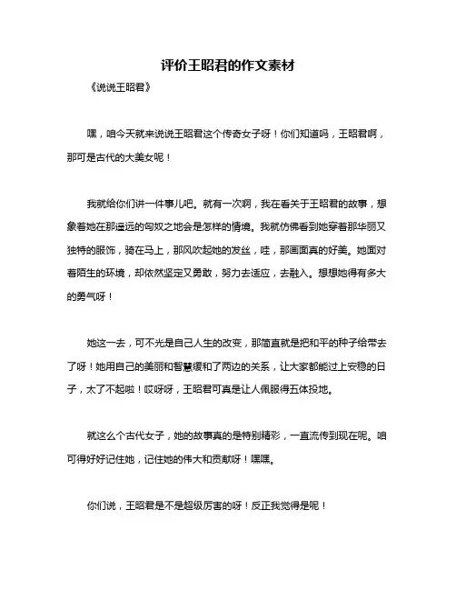 评价王昭君的作文素材