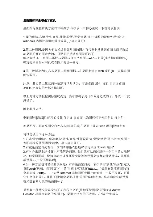 桌面图标背景变成了蓝色