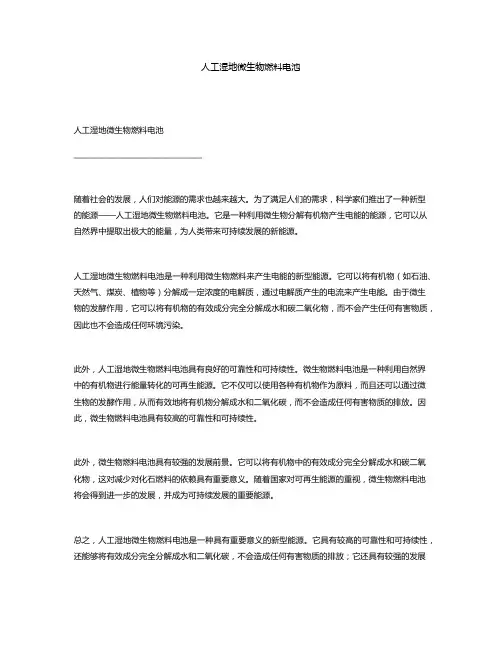 人工湿地微生物燃料电池