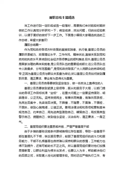 履职总结5篇精选
