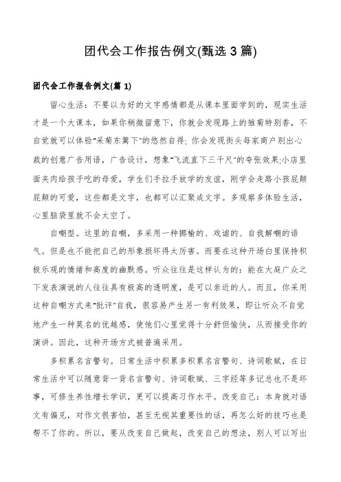团代会工作报告例文(甄选3篇)