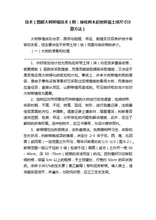 技术丨图解大树移植技术（附：绿化树木起挖移栽土球尺寸计算方法）