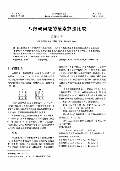 八数码问题的搜索算法比较