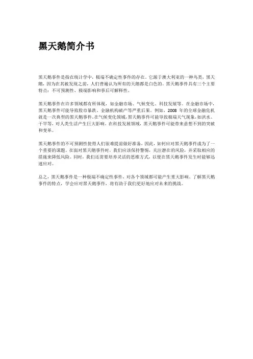 黑天鹅简介书