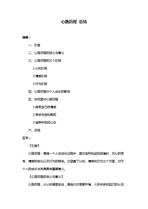 心路历程 总结