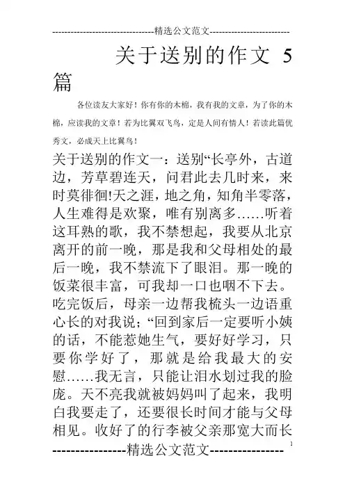 关于送别的作文5篇