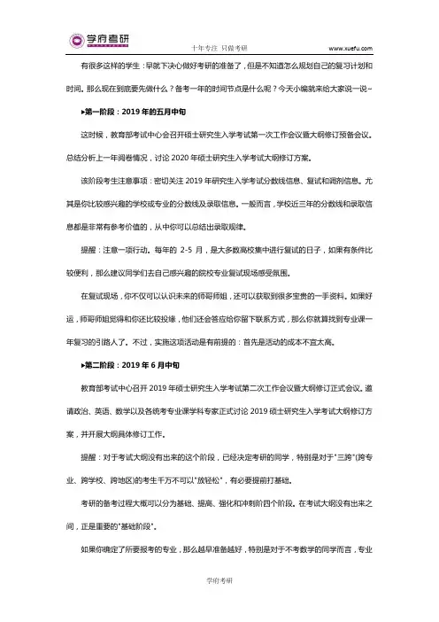 20考研考生要了解的19个重要时间点