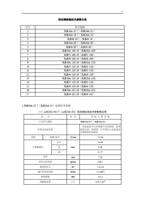 铝包钢绞线技术参数名目