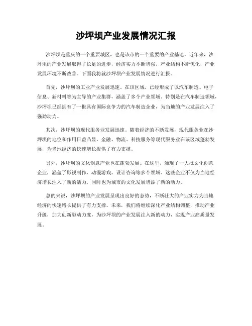 沙坪坝产业发展情况汇报