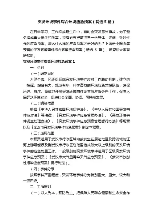 突发环境事件综合环境应急预案（精选5篇）