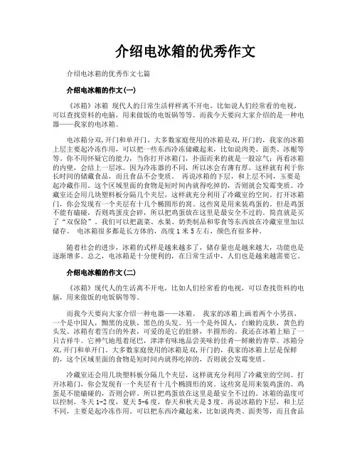 介绍电冰箱的优秀作文