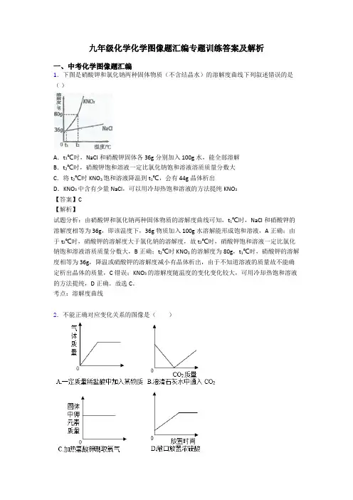 九年级化学化学图像题汇编专题训练答案及解析