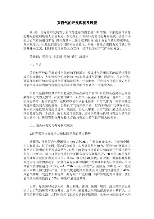 页岩气的开发现状及展望