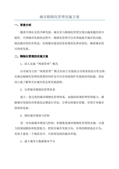 城市精细化管理实施方案