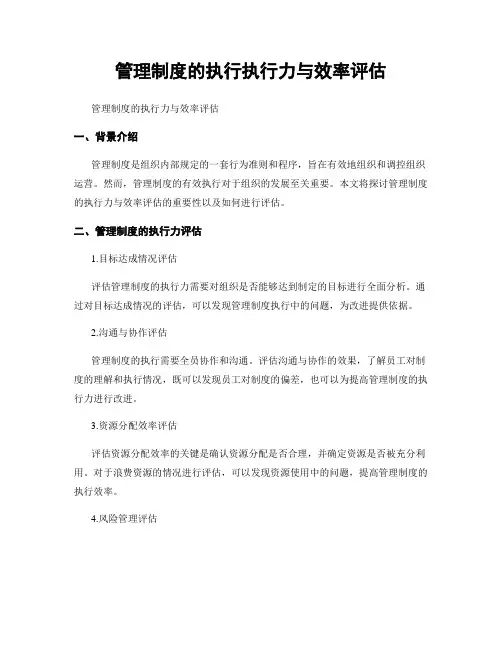管理制度的执行执行力与效率评估