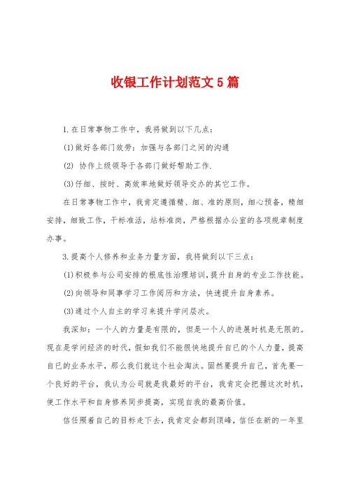 收银工作计划范文5篇