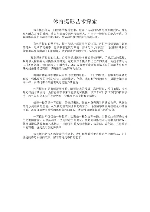 体育摄影艺术探索