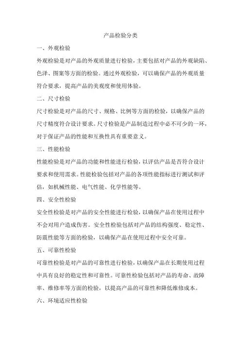 产品检验分类