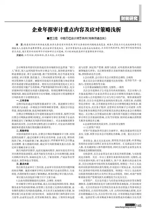 企业年报审计重点内容及应对策略浅析