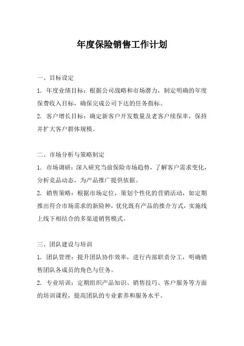 年度保险销售工作计划