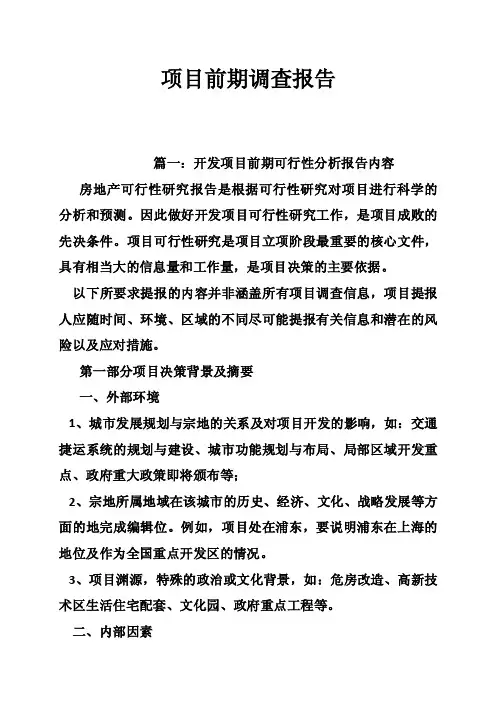 项目前期调查报告
