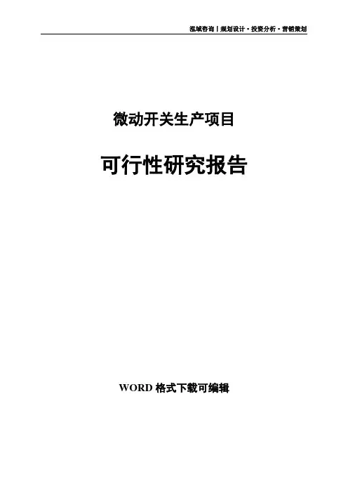 微动开关生产项目可行性研究报告