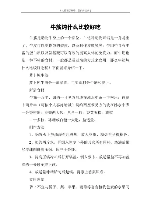 牛筋炖什么比较好吃