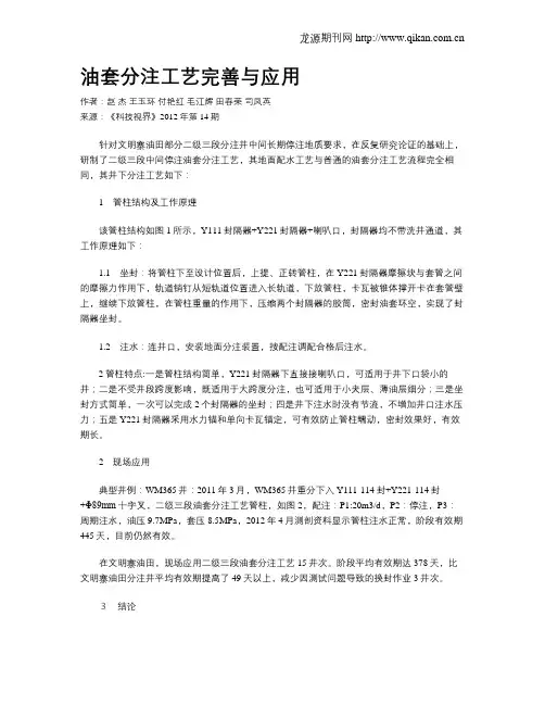 油套分注工艺完善与应用
