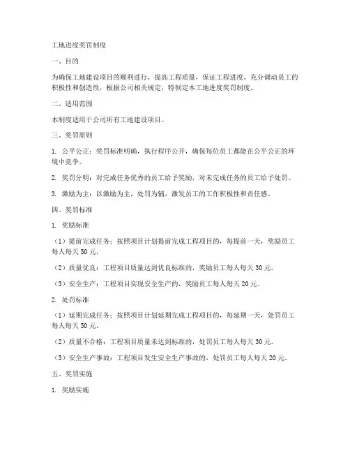 工地进度奖罚制度模板
