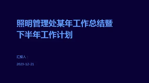 照明管理处某年工作总结暨下半年工作计划