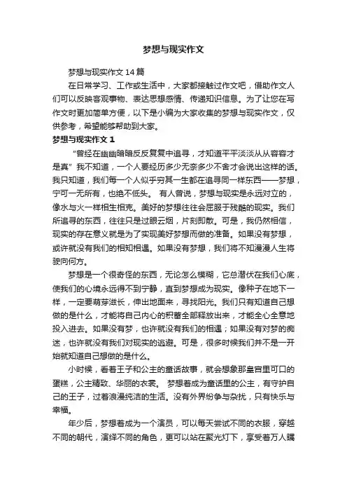 梦想与现实作文14篇